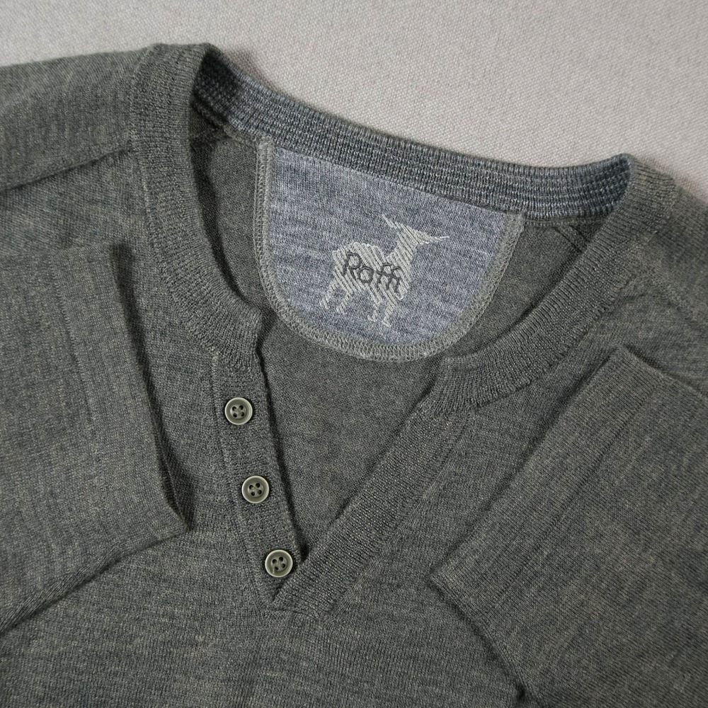 Raffi Merino Wool Henley Blend Long Sleeve Lightweight Sweater Shirt Men XXL